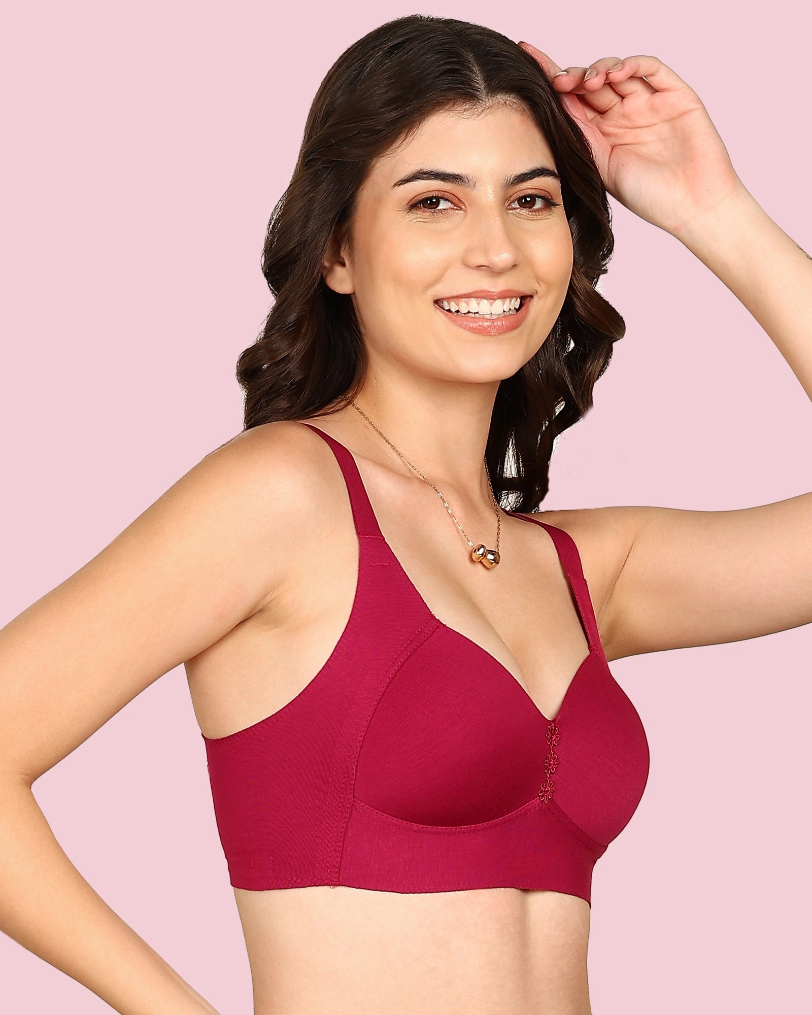 Invisi-Fit Lightly Padded Cotton Bonded Seamless Minimiser (KB-9203-WINE)