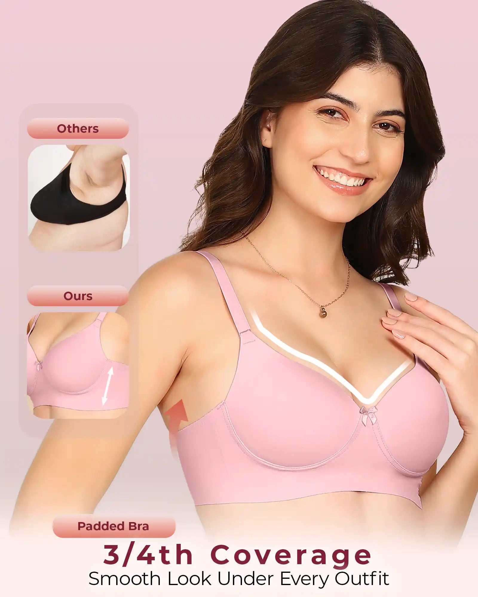 Invisi-Fit Bonded Polyamide Push-Up 3/4 Coverage Bra (Level 3 Padding (KB-5301-PLUM)