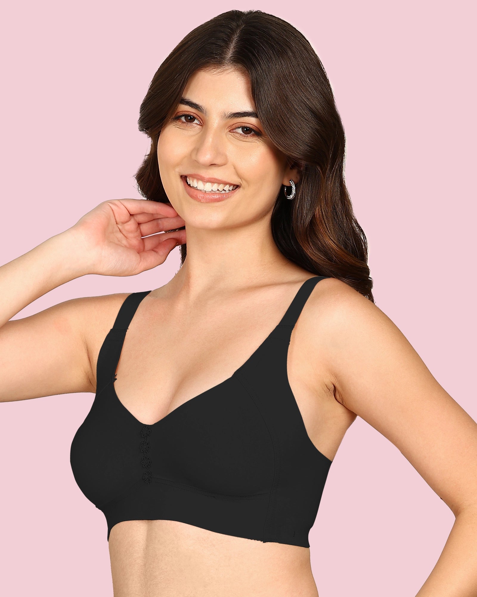 Invisi-Fit M-Frame Non-Padded Cotton Bonded Seamless Minimiser (KB-9303-BLACK)