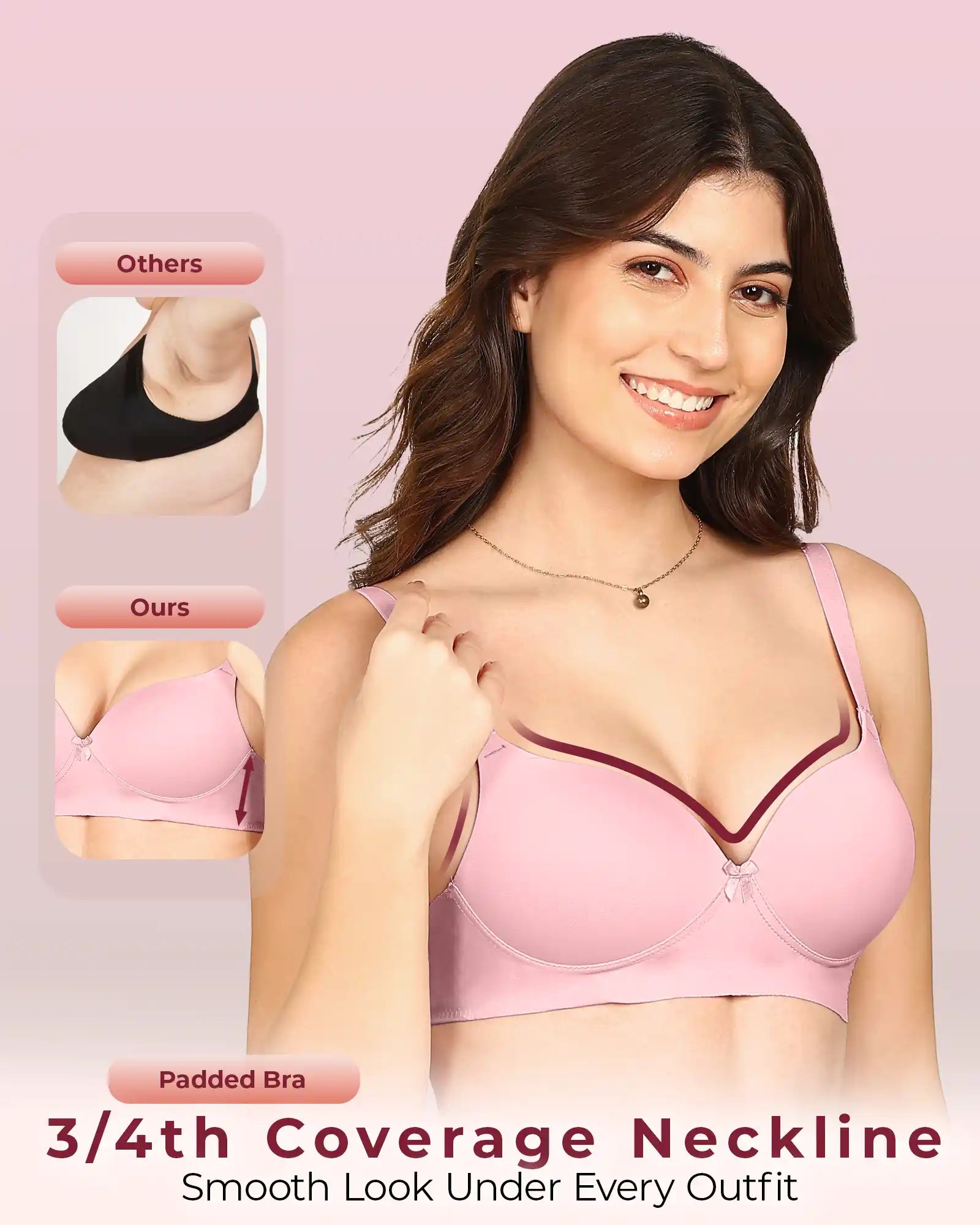 Invisi-Fit Bonded Polyamide Push-Up 3/4 Coverage Maximiser Bra (Level 2 Padding (KB-5107-PLUM)